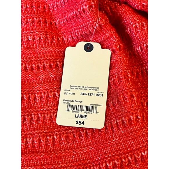 ST JOHN' BAY Parachute Orange Pullover Hooded Knit Sweater Preppy Colorful L NEW - Picture 4 of 5